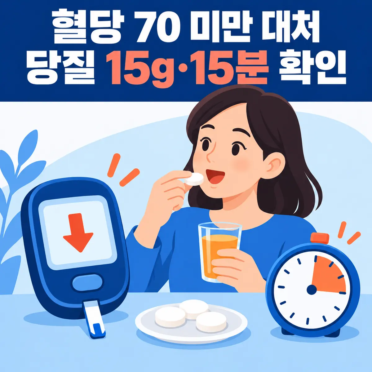 혈당 70 미만일 때 무엇을 먹을까? 당질 15g·15분 재측정과 응급 기준
